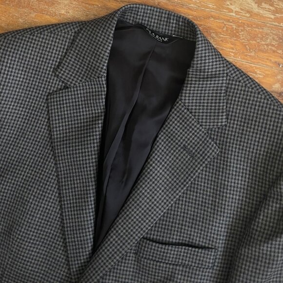 Vintage Mens Wool Blazer Size 42R Micro Plaid 1990s Sport Coat Suit Jacket Gray - Picture 2 of 5
